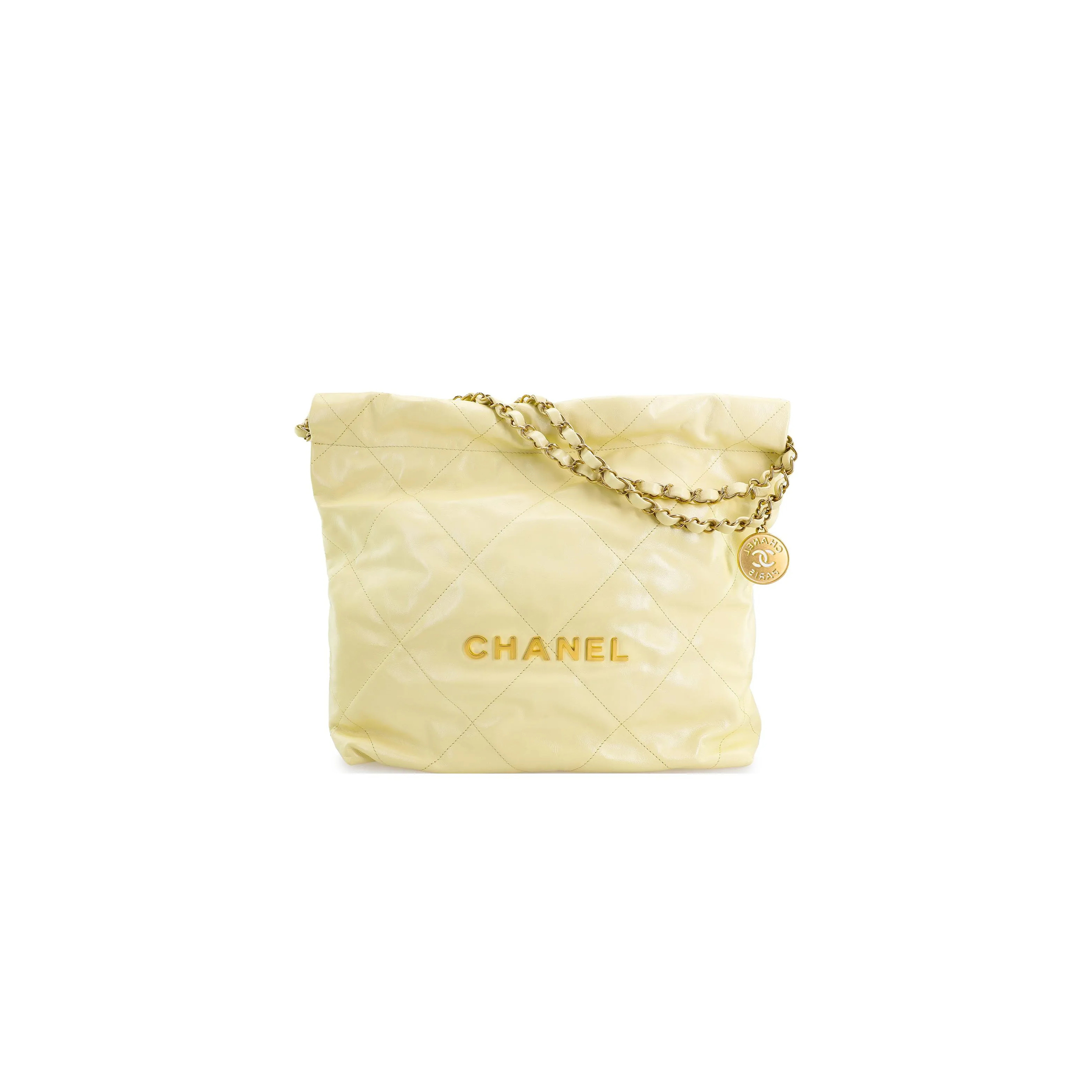 CHANEL MASTER 22 BAG YELLOW CALFSKIN GOLD HARDWARE AS3260 (39*35*7cm)